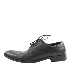 The Black Tux Men's Black Leather Low Top Almond Toe Lace Up Oxford Shoes 11